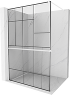 Mexen Kioto+ Duschwand mit Ablage Walk-in 100 x 200 cm, schwarzes Muster, weiß - 800-100-121-20-78