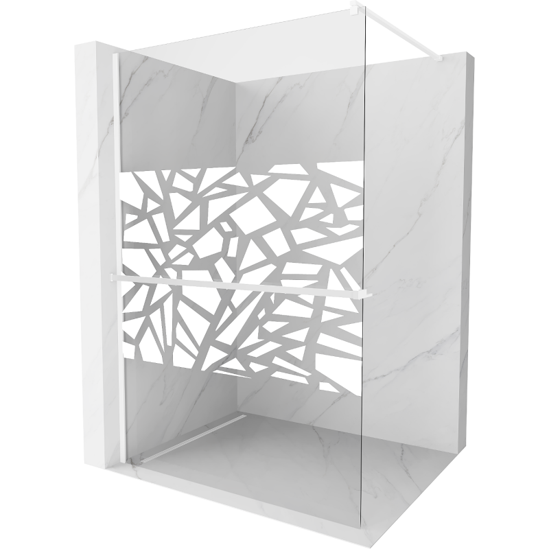 Mexen Kioto+ Duschwand mit Regal Walk-in 90 x 200 cm, weißes Muster, weiß - 800-090-121-20-85