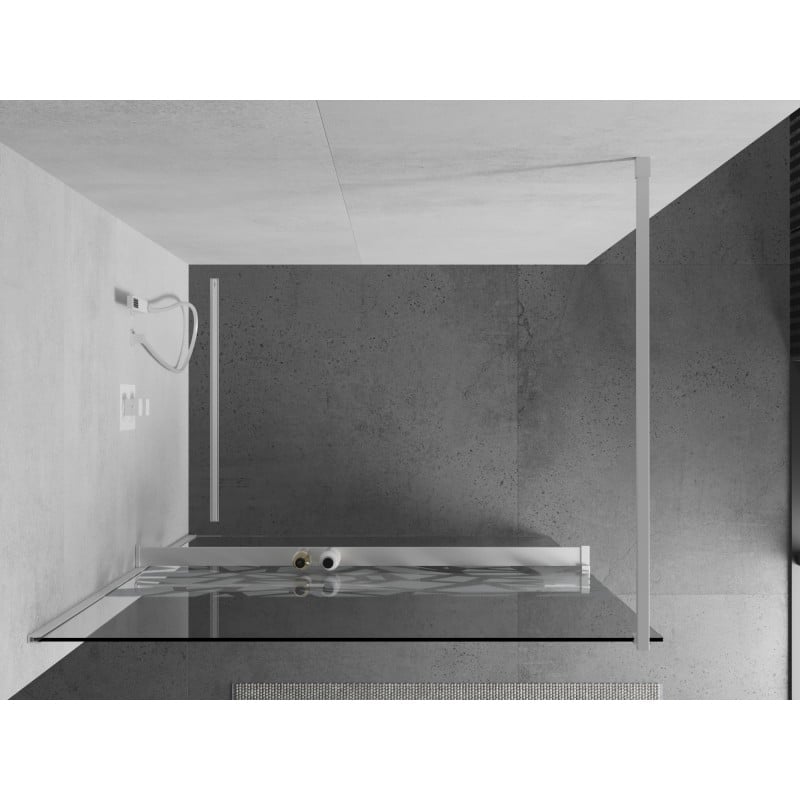 Mexen Kioto+ Duschwand mit Regal Walk-in 120 x 200 cm, weißes Muster, weiß - 800-120-121-20-85