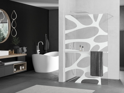 Mexen Kioto+ Duschwand mit Regal Walk-in 70 x 200 cm, weiße Welle, weiß - 800-070-121-20-97