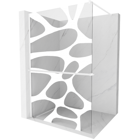 Mexen Kioto+ Duschwand mit Regal Walk-in 70 x 200 cm, weiße Welle, weiß - 800-070-121-20-97