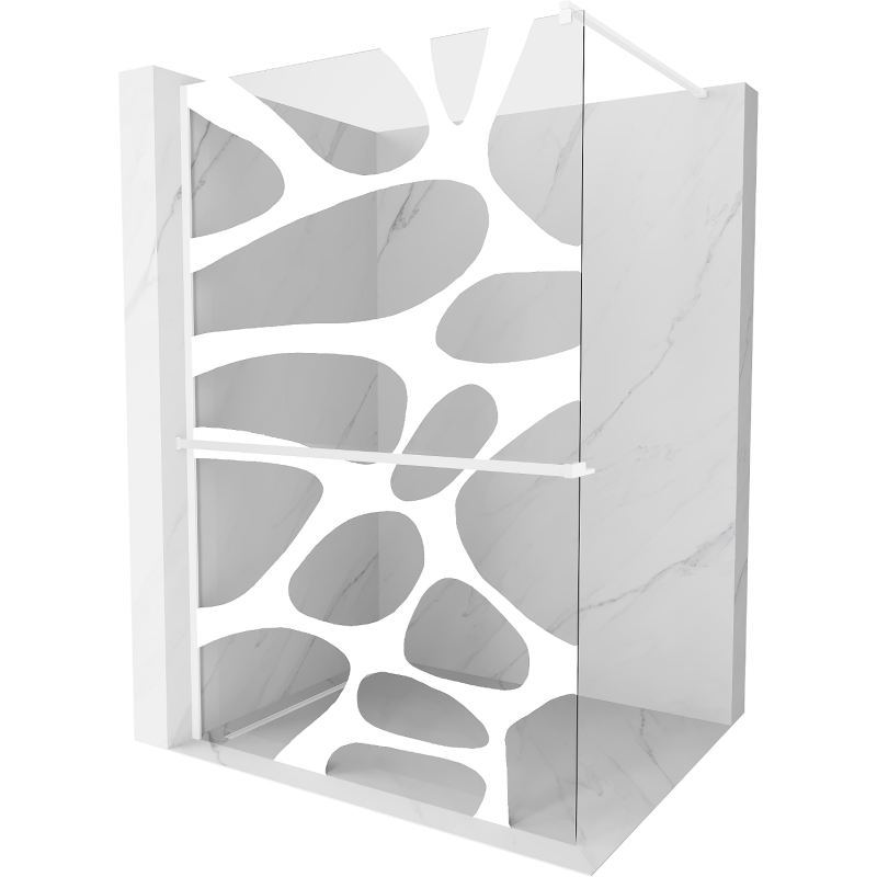 Mexen Kioto+ Duschwand mit Regal Walk-in 110 x 200 cm, weiße Welle, weiß - 800-110-121-20-97