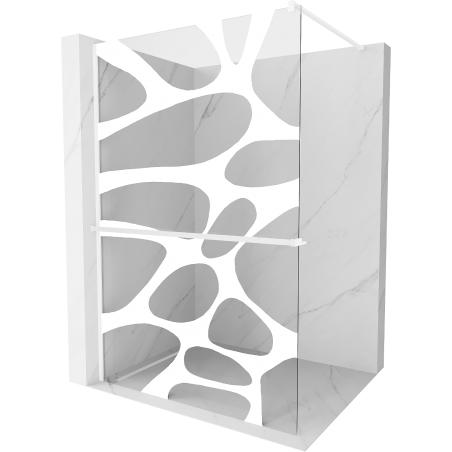 Mexen Kioto+ Duschwand mit Regal Walk-in 120 x 200 cm, weiße Welle, weiß - 800-120-121-20-97