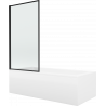 Mexen Cubik Rechteckige Badewanne 170 x 70 cm mit Verkleidung und 1-flügeliger 80 cm Duschwand, schwarzes Fix-Muster