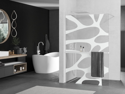 Mexen Kioto+ Duschwand mit Regal Walk-in 140 x 200 cm, weiße Welle, weiß - 800-140-121-20-97