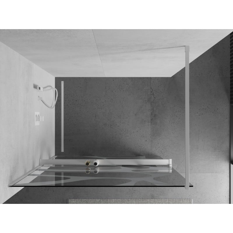 Mexen Kioto+ Duschwand mit Regal Walk-in 140 x 200 cm, weiße Welle, weiß - 800-140-121-20-97
