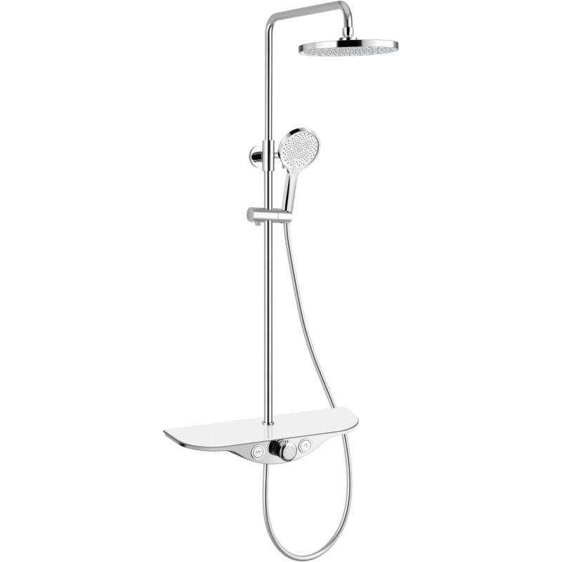 Mexen Exxo Duschset zur Aufputzmontage mit Regendusche und Armatur, Chrom/Weiß - 78113-20