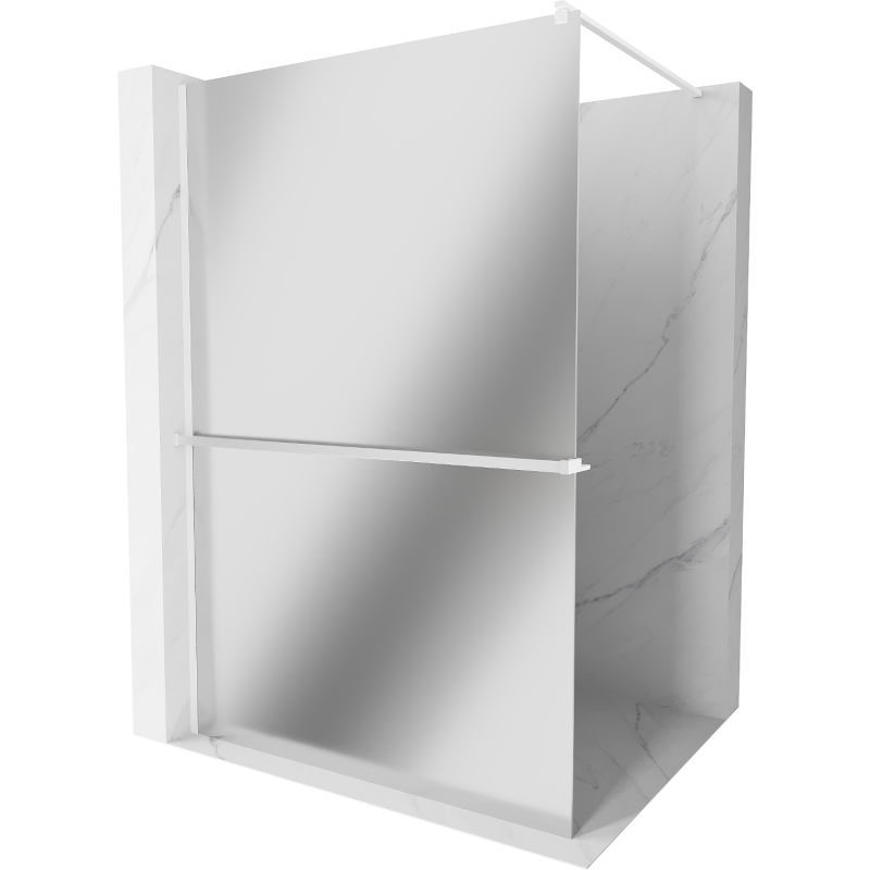 Mexen Kioto+ Duschwand mit Regal Walk-in 110 x 200 cm, Spiegel, weiß - 800-110-121-20-50