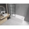 Mexen Cubik rechteckige Badewanne 170 x 70 cm mit Verkleidung und 1-flügeliger 80 cm Duschwand, schwarzes Fixmuster