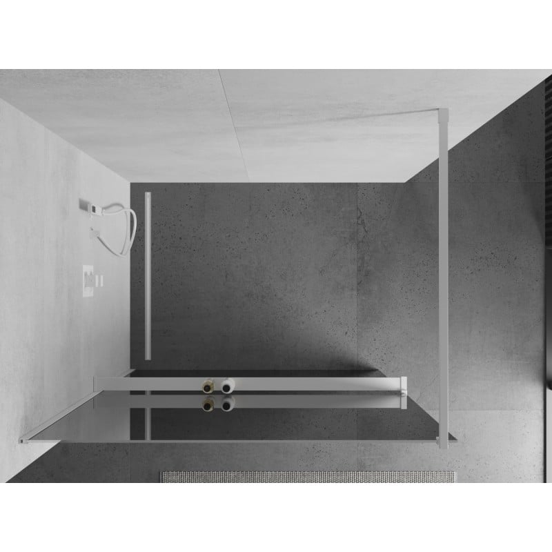 Mexen Kioto+ Duschwand mit Regal Walk-in 110 x 200 cm, Spiegel, weiß - 800-110-121-20-50