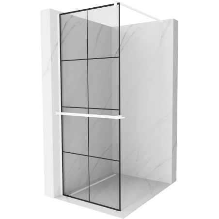 Mexen Kioto+ Duschwand mit Regal Walk-in 90 x 200 cm, schwarzes Gitter, weiß - 800-090-121-20-77