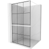 Mexen Kioto+ Duschwand mit Ablage Walk-in 100 x 200 cm, schwarzes Gitter, weiß - 800-100-121-20-77