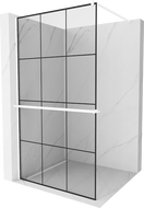 Mexen Kioto+ Duschwand mit Ablage Walk-in 110 x 200 cm, schwarzes Gitter, weiß - 800-110-121-20-77