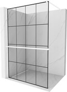 Mexen Kioto+ Duschwand mit Regal Walk-in 140 x 200 cm, schwarzes Gitter, weiß - 800-140-121-20-77