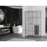 Mexen Kioto+ Duschwand mit Regal Walk-in 140 x 200 cm, schwarzes Gitter, weiß - 800-140-121-20-77