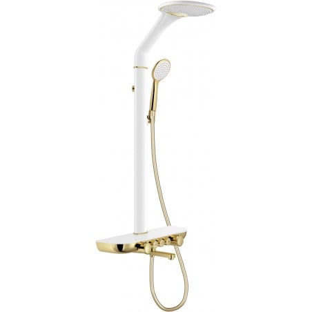 Mexen Blaze Aufputz-Duschset mit Regendusche und Armatur, Weiß/Gold - 78109-25