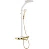 Mexen Blaze Aufputz-Duschset mit Regendusche und Armatur, Weiß/Gold - 78109-25