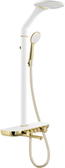 Mexen Blaze Aufputz-Duschset mit Regendusche und Armatur, Weiß/Gold - 78109-25