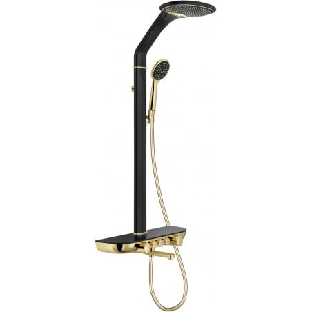 Mexen Blaze Aufputz-Duschset mit Regenbrause und Armatur, schwarz/gold - 78109-75