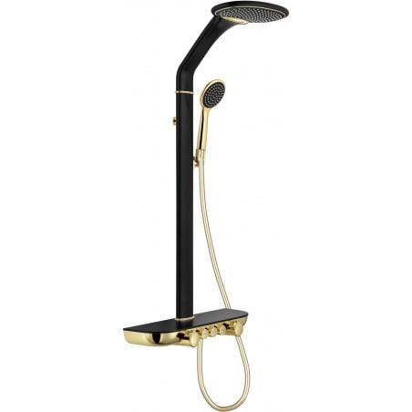 Mexen Bolt Aufputz-Duschset mit Duschkopf und Armatur, schwarz/gold - 78108-75