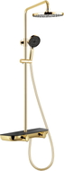 Mexen Axis Aufputz-Duschset mit Regenduschkopf und Armatur, gold/schwarz - 78112-75