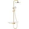 Mexen Exxo Aufputz-Duschset mit Regenbrause und Armatur, gold/weiß - 78113-25