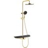 Mexen Exxo Aufputz-Duschset mit Regenbrause und Armatur, Gold/Schwarz - 78113-75