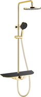 Mexen Exxo Aufputz-Duschset mit Regenbrause und Armatur, Gold/Schwarz - 78113-75