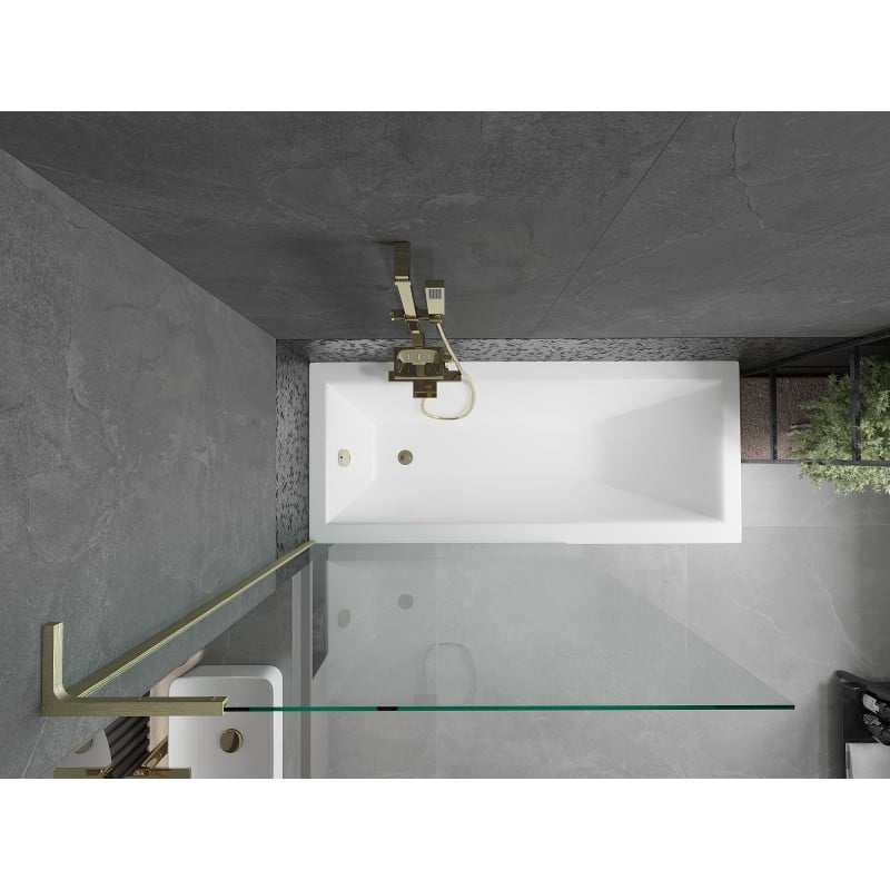 Mexen Next L Badewannenfaltwand 1-flügelig 100 x 150 cm, transparent, gebürstetes Gold - 895-100-000-03-00-55