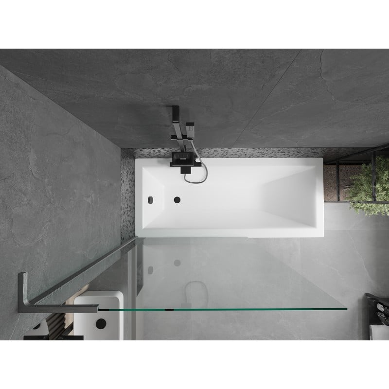 Mexen Next L Badewannenfaltwand 1-flügelig 100 x 150 cm, transparent, gebürstetes Gun Gray - 895-100-000-03-00-66
