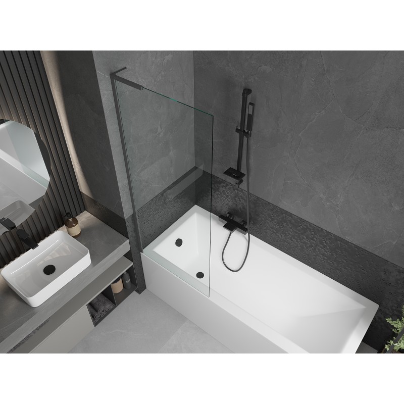 Mexen Next L Badewannenaufsatz 1-flügelig 70 x 150 cm, transparent, Gunmetal - 895-070-000-03-00-95