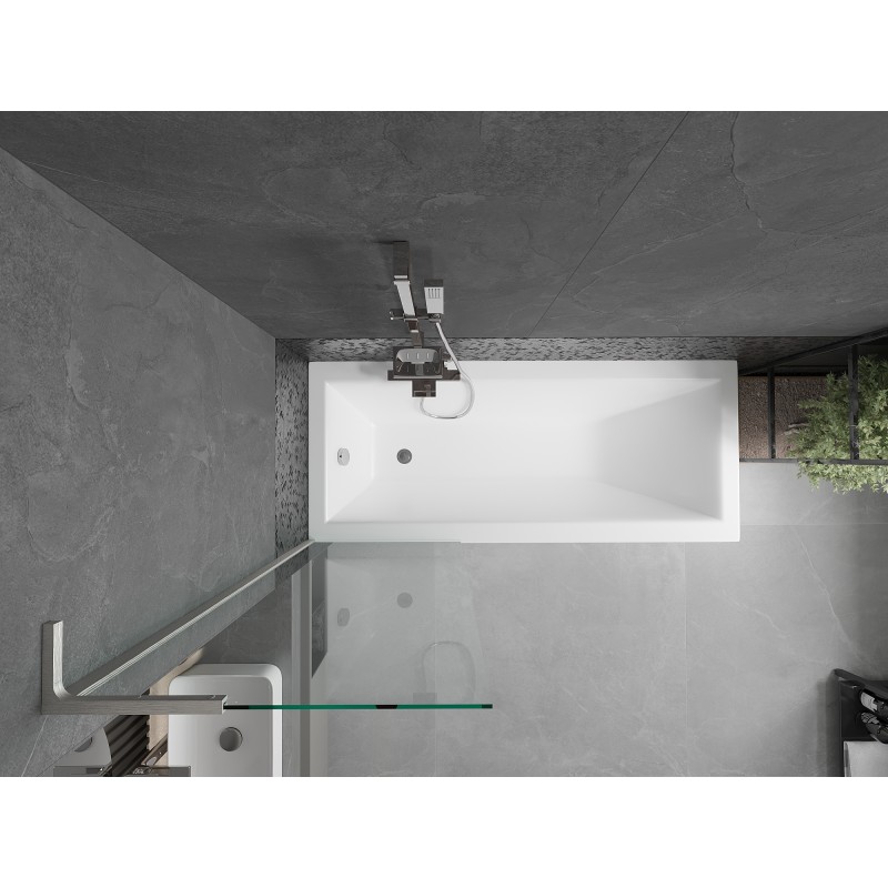 Mexen Next L Badewannenfaltwand 1-flügelig 60 x 150 cm, transparent, gebürsteter Nickel - 895-060-000-03-00-97
