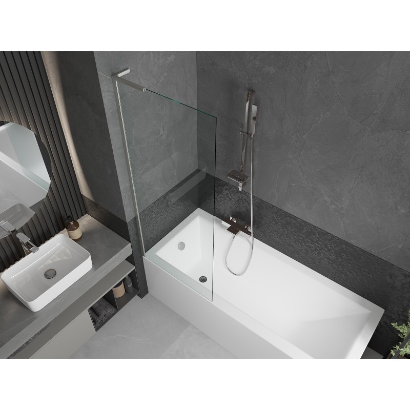 Mexen Next L Badewannen-Faltwand 1-flügelig 70 x 150 cm, transparent, gebürstetes Nickel - 895-070-000-03-00-97