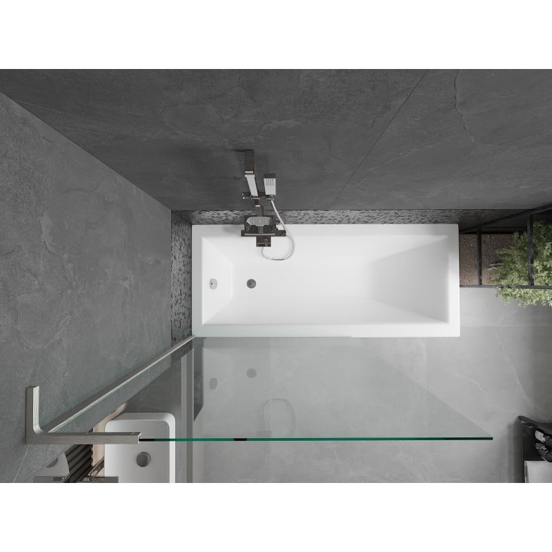 Mexen Next L Badewannenwand 1-teilig 100 x 150 cm, transparent, gebürstetes Nickel - 895-100-000-03-00-97