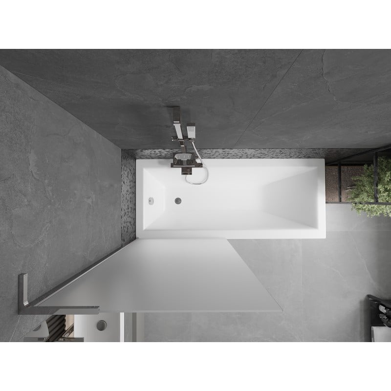Mexen Next L Badewannenwand 1-flügelig 80 x 150 cm, Mattglas, Chrom - 895-080-000-03-30-01