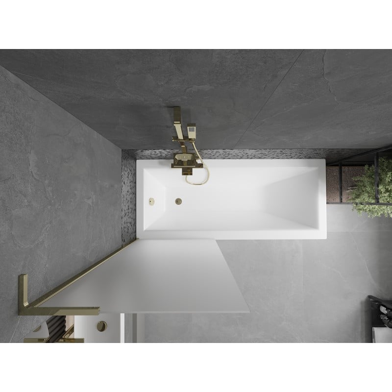 Mexen Next L Badewannenabtrennung 1-flügelig 70 x 150 cm, satiniert, gold - 895-070-000-03-30-50