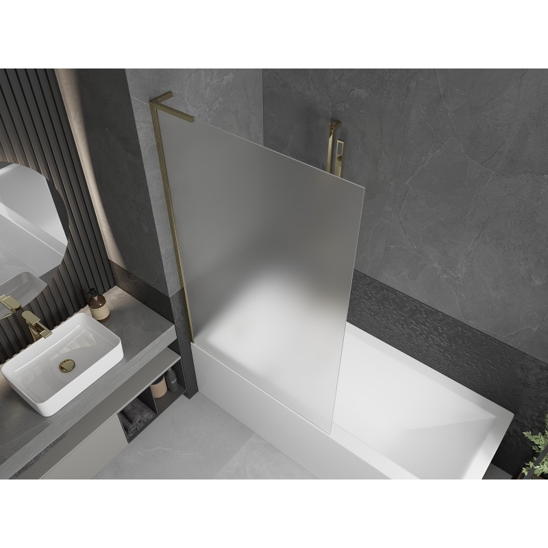 Mexen Next L Badewannenabtrennung 1-flügelig 100 x 150 cm, matt, gold - 895-100-000-03-30-50
