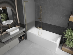 Mexen Next L Badewannenaufsatz 1-flügelig 60 x 150 cm, matt, gold gebürstet - 895-060-000-03-30-55