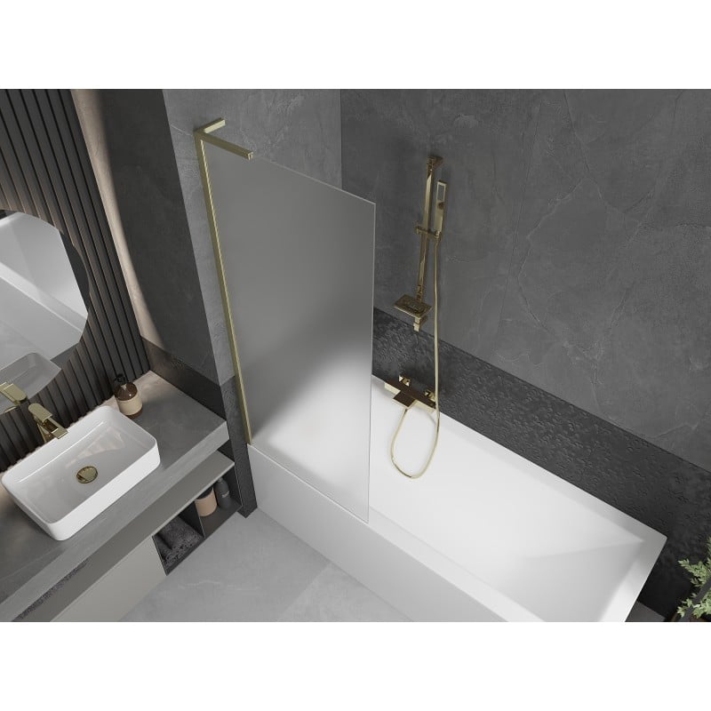Mexen Next L Badewannenwand 1-flügelig 70 x 150 cm, matt, gebürstetes Gold - 895-070-000-03-30-55