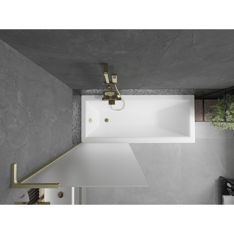Mexen Next L Badewannenwand 1-flügelig 70 x 150 cm, matt, gebürstetes Gold - 895-070-000-03-30-55