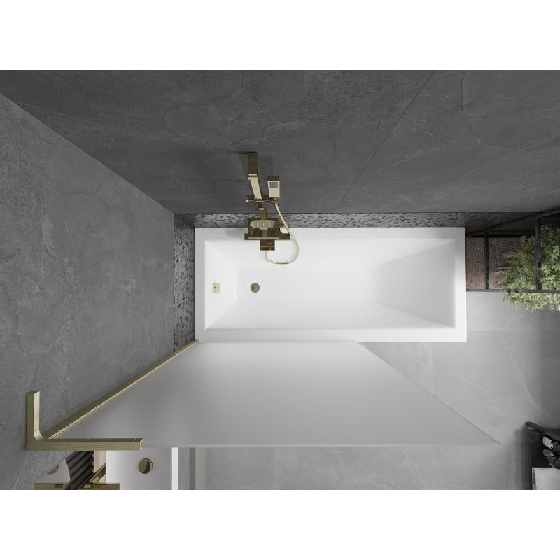 Mexen Next L Badewannenfaltwand 1-flügelig 100 x 150 cm, matt, gold gebürstet - 895-100-000-03-30-55