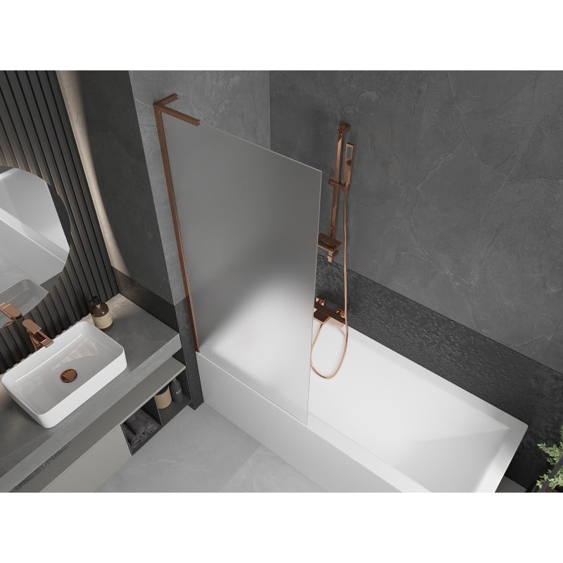 Mexen Next L Badewannenwand 1-flügelig 80 x 150 cm, matt, Roségold - 895-080-000-03-30-60