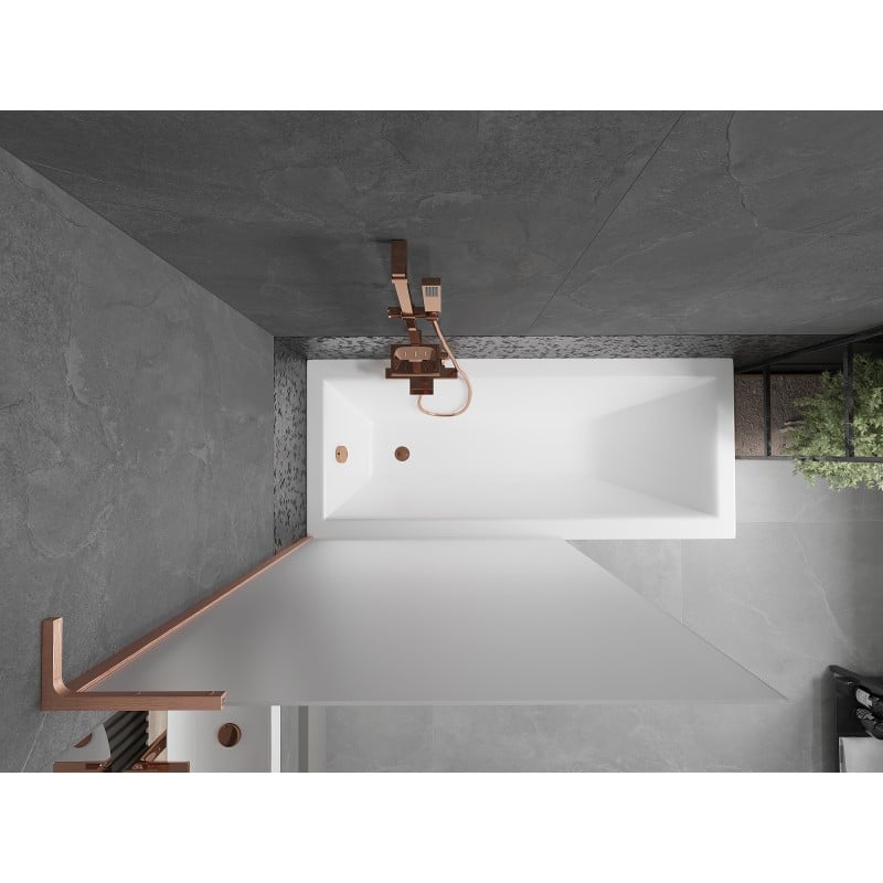 Mexen Next L Badewannen-Faltschirm 1-flügelig 100 x 150 cm, Frost, gebürstetes Kupfer - 895-100-000-03-30-65