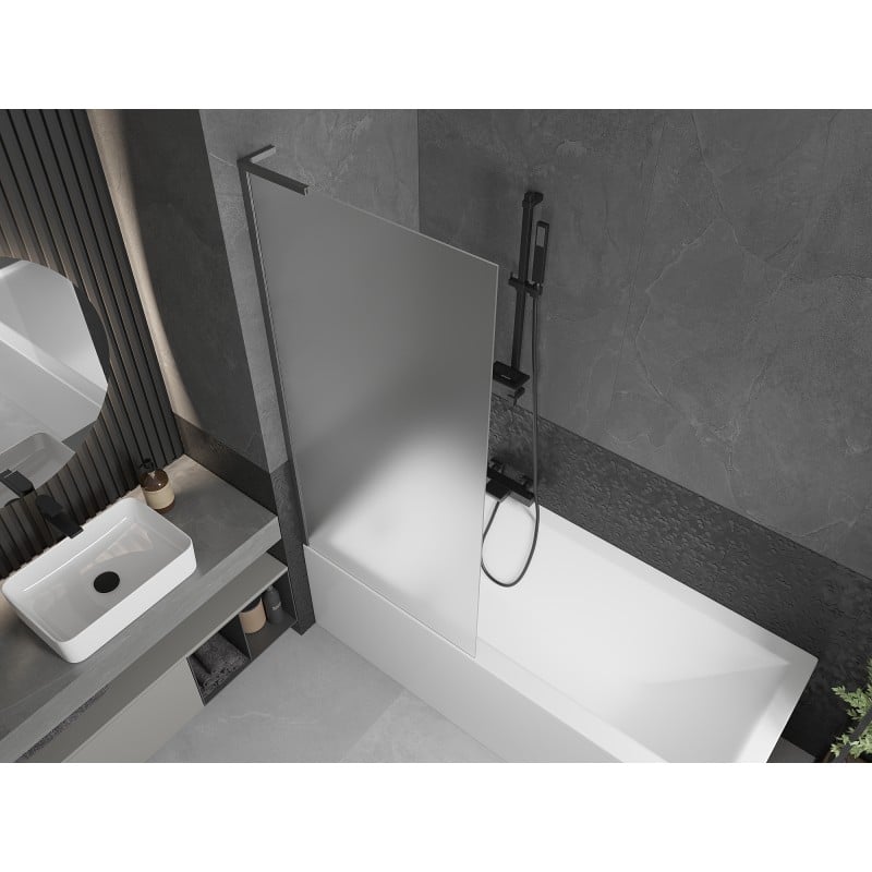 Mexen Next L Badewannenfaltwand 1-flügelig 80 x 150 cm, Reif, gebürstet gun gray - 895-080-000-03-30-66