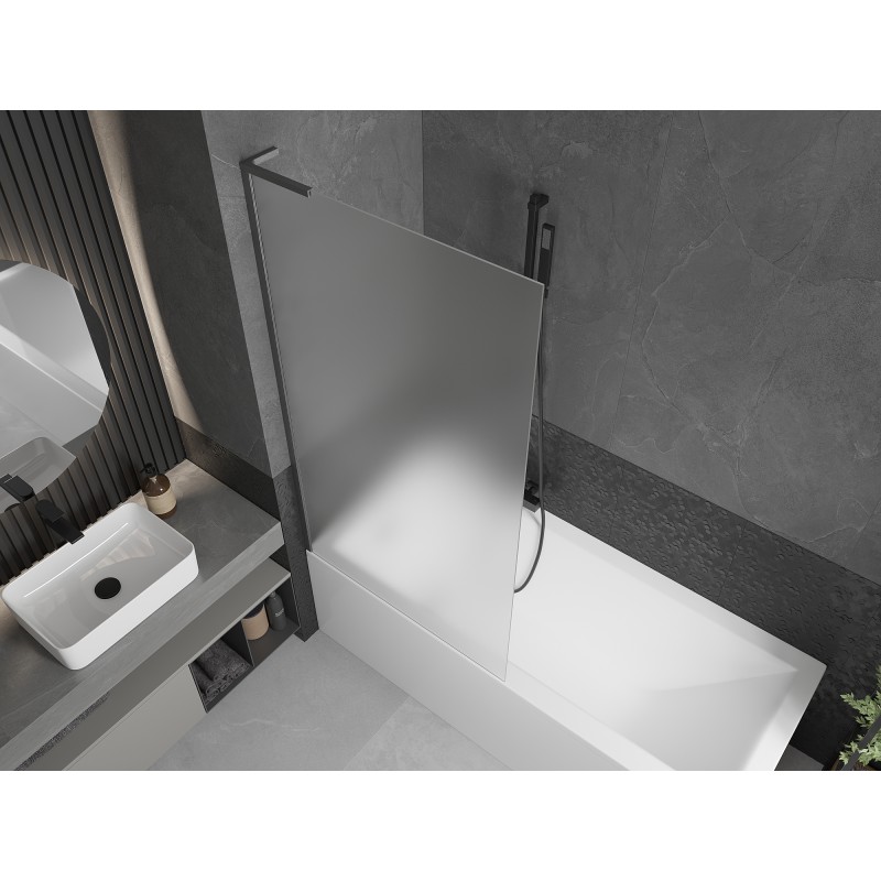 Mexen Next L Badewannenabtrennung 1-flügelig 90 x 150 cm, matt, gebürstetes Waffenschwarz - 895-090-000-03-30-66