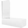 Mexen Vega Rechteckige Badewanne 150 x 70 cm mit Verkleidung und 1-flügeliger Abtrennung 80 cm, transparent, chrom