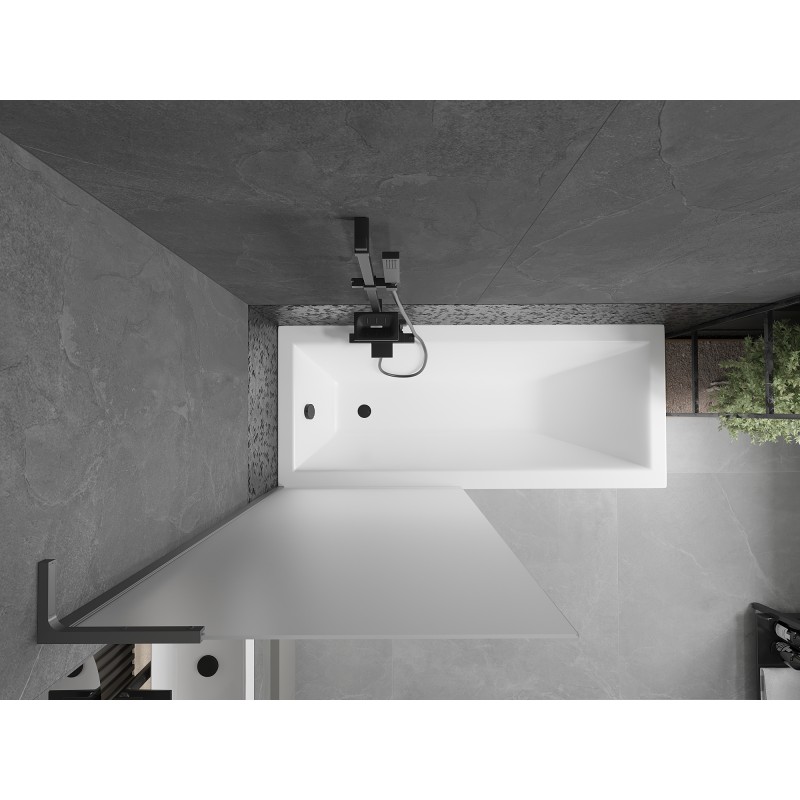 Mexen Next L Badewannenabtrennung 1-flügelig 80 x 150 cm, matt, Gunmetal - 895-080-000-03-30-95