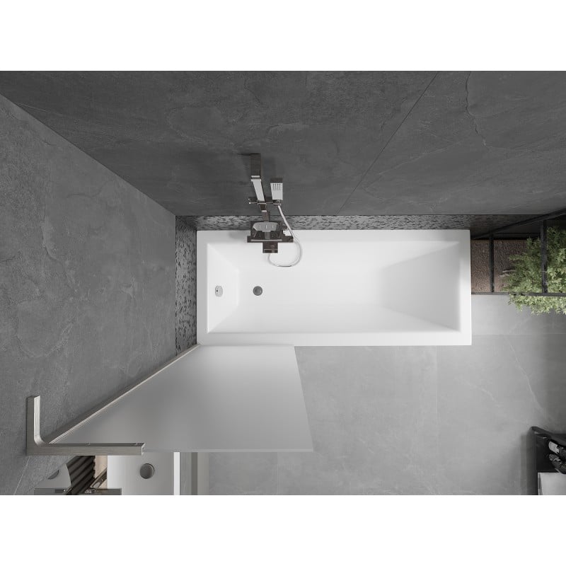 Mexen Next L Badewannenfaltwand 1-flügelig 60 x 150 cm, Frost, Gebürstetes Nickel - 895-060-000-03-30-97