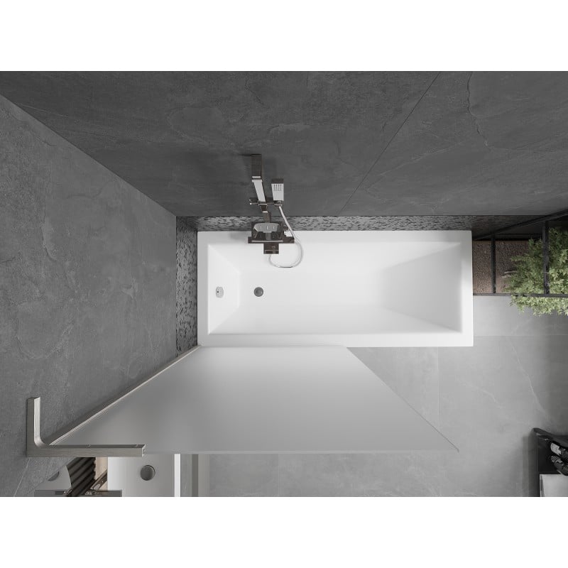 Mexen Next L Badewannenwand 1-flügelig 90 x 150 cm, matt, gebürstetes Nickel - 895-090-000-03-30-97