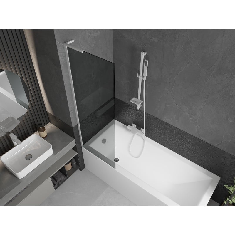 Mexen Next L Badewannenabtrennung 1-flügelig 60 x 150 cm, grafit, weiß - 895-060-000-03-40-20